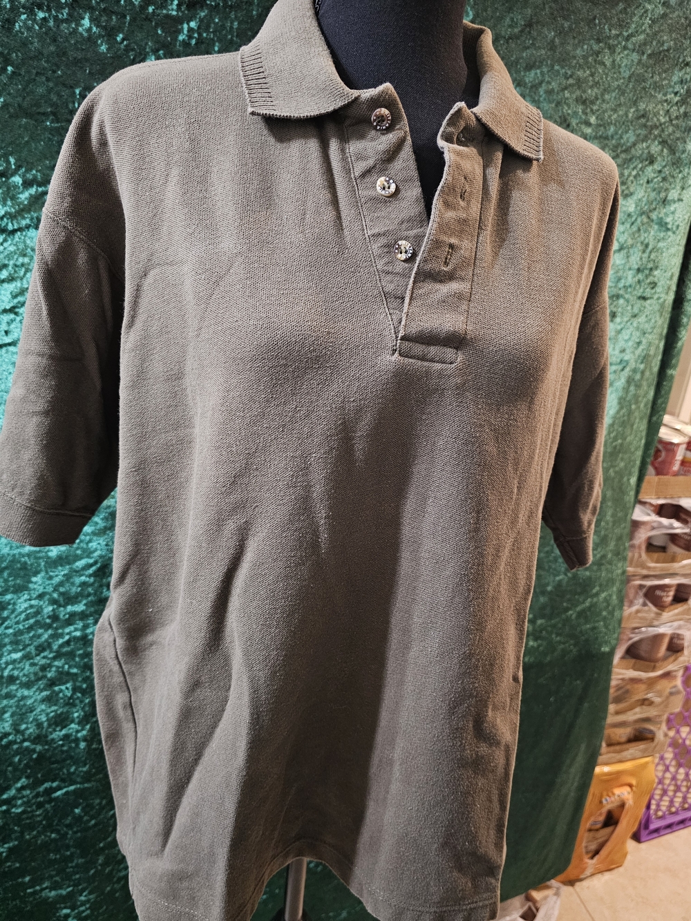 Classic Olive Green Men's Polo Shirt COTTON NET USA M 100% Cotton